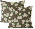 Brown Spring Pillow Covers 16x16 Inch 2 Pcs Green Yellow Hydrangea Flower Decor Throw Pillows Vintage Floral Seasonal Summer Outdoor Decoration Pillowcase Linen Cushion Cover for Couch Sofa by DAFENA