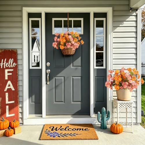 INQCMY 10 Pcs Artificial Fall Flowers for Outdoors UV Resistant Faux Mums - Image 5