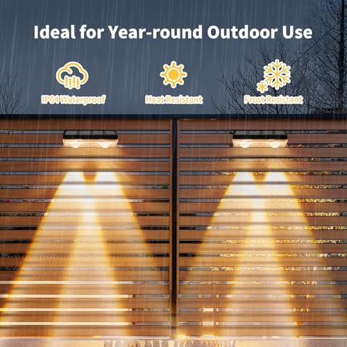Outdoor Solar Fence Lights, 80LM, 3000K Warm White, IP65, 2 Pack - Image 3