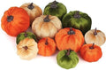Artmag 12Pcs Fall Artificial Velvet Pumpkins Assorted Sizes Orange Green Khaki Fake Farmhouse Harvest Pumpkins for Fall Thanksgiving Party Home Decoration by Artmag