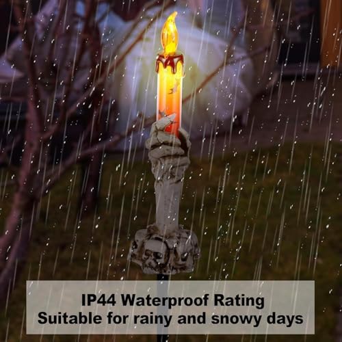 Halloween Pathway Lights, 5 Pack Candle Skull Hand Candle Holder, Waterproof Solar Halloween Led Lights, Indoor and Outdoor Party Home Garden Porch Decoration - Image 6