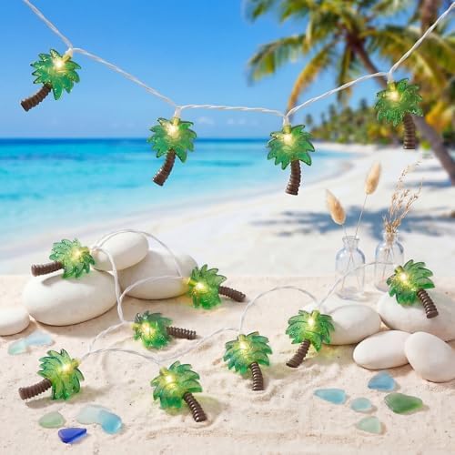 12Ft Summer Beach Hawaiian String Lights - 20 LED Palm Tree Lights for Luau Pool Decor, Hawaii Theme Summer Outdoor Indoor Tropical Party Decorations by Txcigech