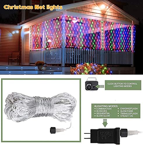 Multicolor Outdoor Christmas Net Lights, 192 LED 9.8FT x 6.6FT - Image 4