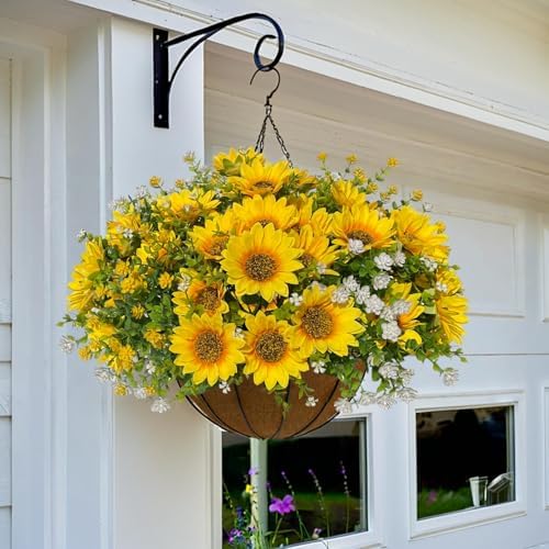 Fall Artificial Sunflowers Faux Mums Flowers Plants for Outdoor Decoration - Image 6