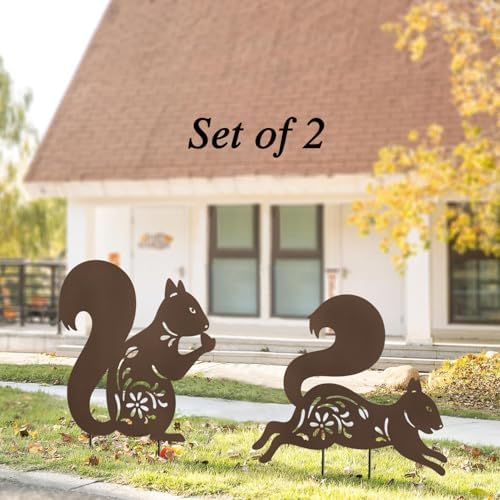 Thanksgiving Squirrel Garden Stakes,Fall Decorations Outdoor Yard Decor - Image 2