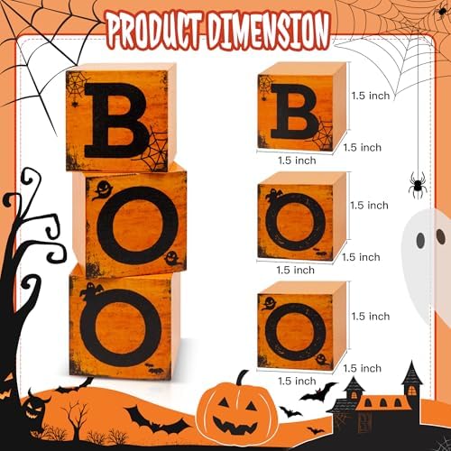 3 Pcs Halloween Wooden Decor, Boo Decorations Gifts for Indoor - Image 2
