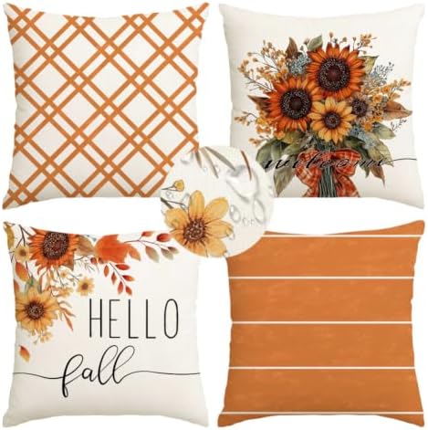 RABUSOFA Fall Pillow Covers 20x20 Inch Set of 4 Fall Decorations for Home by RABUSOFA