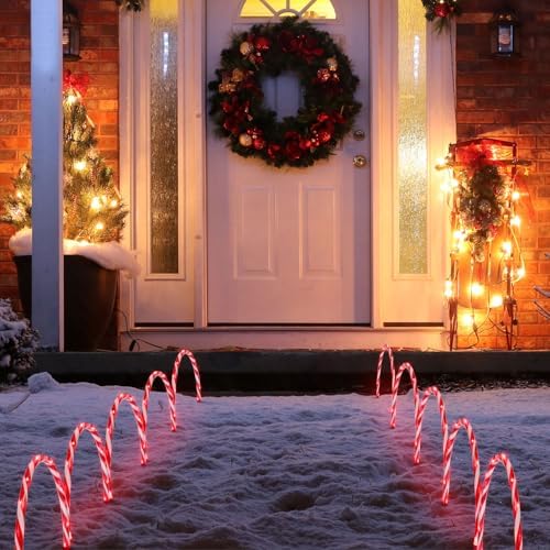 17''160 LED (10x16LED) Twinkle Arch Lawn Stake Light, Candy Cane Arch Outdoor Christmas Pathway Markers (11 Function) - Image 2