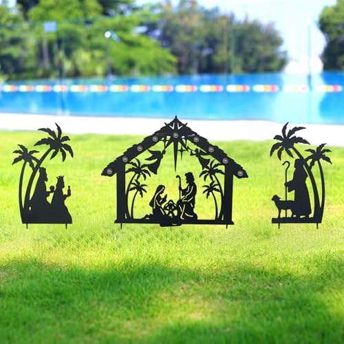Solar Lighted Nativity Scene Garden Decor, Outdoor Christmas Yard Lawn Holiday Party Ornament - Image 6