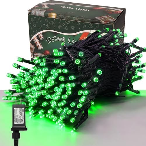 300 LED St Patricks Day Lights, 98.5FT Christmas String Lights with 8 Lighting Modes, Waterproof & Connectable Mini Lights, Plug in for Indoor Outdoor Holiday Xmas Party Bedroom Decorations (Green) by LJLNION