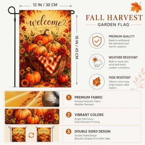 Fall Decor - Fall Welcome Thanksgiving Pumpkin Garden Flag - Image 3