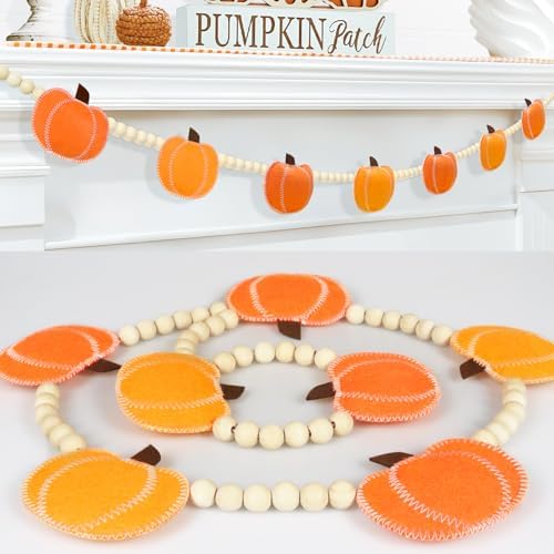 CESOF Fall Decorations for Home Pumpkin Garland, Hanging Felt Pumpkins by CESOF