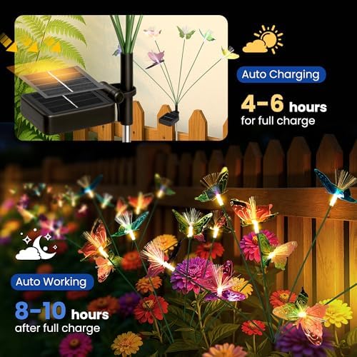 Solar Garden Lights,4Pack Swaying Butterfly Lights Garden Decor - Image 2