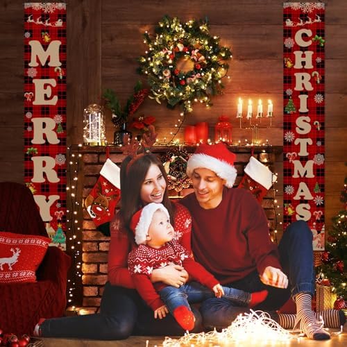 Christmas Decorations Outdoor Indoor Yard Front Porch, Merry Christmas Banner Door Decorations, Hanging Reusable Sign Xmas Decor for Home Outside Inside Yard Garage Front Door Wall, 71 Inch - Image 7