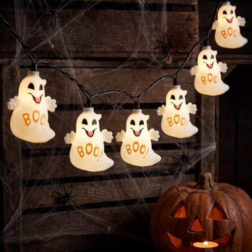 8.5FT Halloween String Lights Outdoor, 10 LED Ghost String Lights Plug in by Unknown