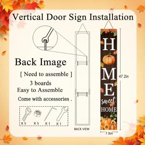 Fall Welcome Sign For Front Porch 47" Home Sweet Home Door Decor - Image 6