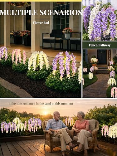 GIGALUMI 3 Pack Solar Wisteria Flowers Outdoor, 2 Modes, Multicolored - Image 6