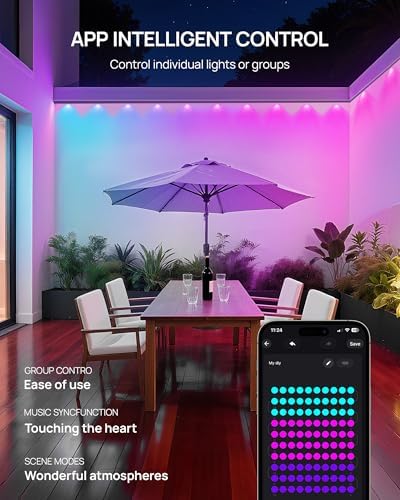 VCOKEN Permanent Outdoor Lights, 111FT with Smart 72 RGB LED Light for House & Outdoor Decor, DIY Scene Mode, IP65 Waterproof Eaves Lighting with App Control Remote for Christmas and Holiday Decor - Image 6