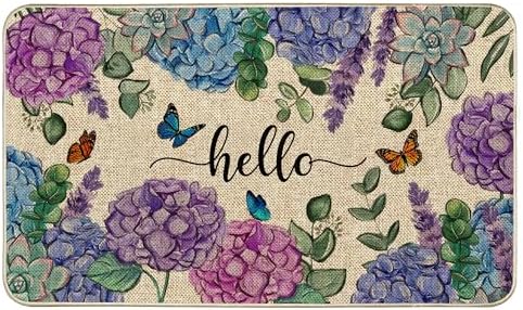 Welcome Spring Door Mat Hydrangea Flowers Doormat Indoor Outdoor Entrance Summer Decor Outdoor Rug Low-Profile Floor Rug Non Slip Spring Summer Decor Rubber Mats for Home Decoration 17x29Inch by Unknown