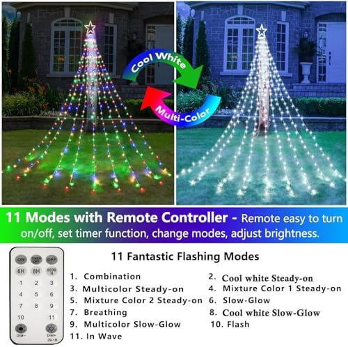 Christmas Decorations Star String Lights Color Changing Timer with Remote - Image 3