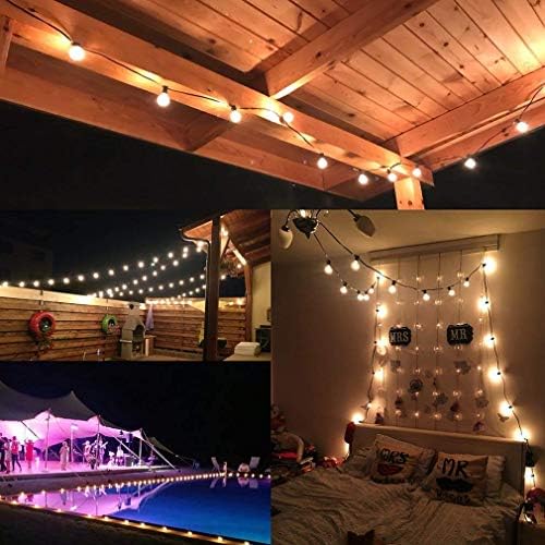 GOOTHY Outdoor String Lights, 25FT Hanging Patio Lights String with 27 G40 Clear Globe Bulbs (2 Spare), Connectable Globe String Lights for Indoor Outdoor Garden Commercial Decor, C7/E12 Base - Brown - Image 6