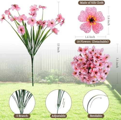 ColoPlay 24 Peach Bundles Artificial Flowers for Outdoors/Indoors Fake Flowers Plants for Indoor Outside Garden Porch Window Box Home Wedding Farmhouse (Pack of 2) - Image 2