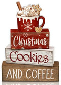 Lineshading 4 Pcs Christmas Coffee Table Decor, Hot Cocoa Wood Block Signs by Lineshading