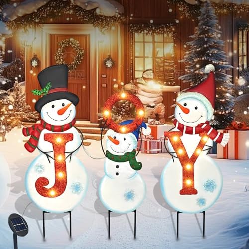 BRIGHTDECK 3 Pack Christmas Snowman Yard Signs Outdoor Decorations by BRIGHTDECK