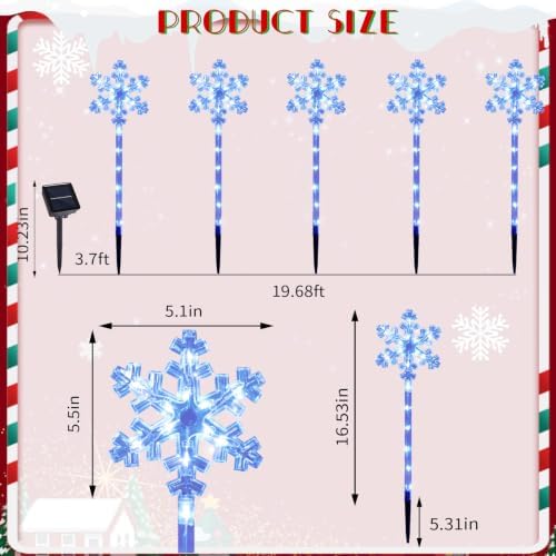 BRIGHTDECK Solar Christmas Snowflake Pathway Lights Outdoor Decor, 20 Pack - Image 2