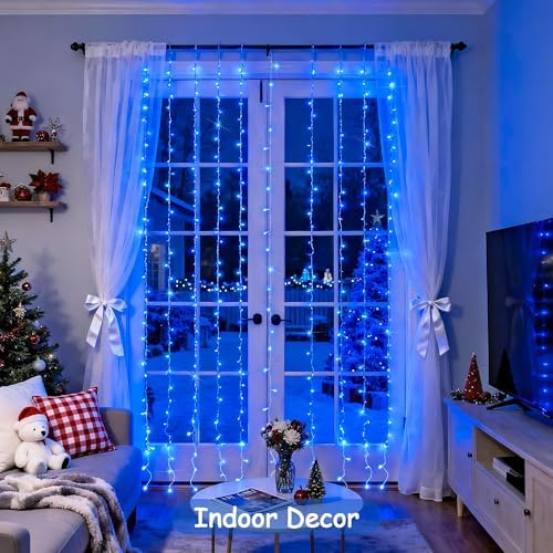 JMEXSUSS 300LED Blue Curtain Lights, 9.8x9.8ft String Lights Indoor Outdoor - Image 4