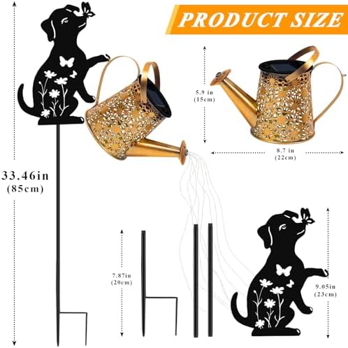 Solar Garden Lights Outdoor Decor, Dog Watering Can Lights for Yard, 2 Pack - Image 6