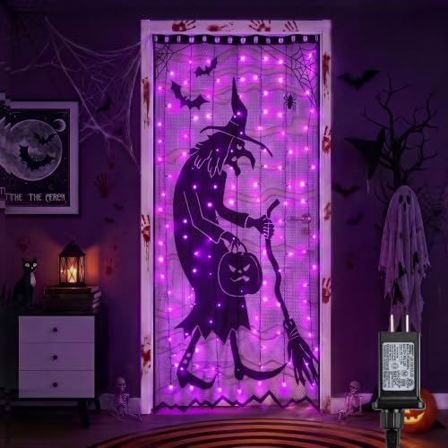 Halloween Decorations Door Cover Lights, 6.5 x 3.2ft Front Door Decorations by Zeiliuled