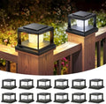 FOLKSMATE Solar Fence Post Cap Lights 12 Pack Outdoor Waterproof Black by FOLKSMATE