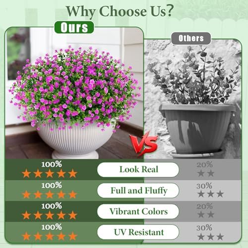 Yastouay Artificial Flowers for Outdoors UV Resistant, 34 Bundles Fuchsia Realistic Fake Outdoor Flowers Fake Plants, Faux Flowers for Outdoor Planters Front Porch Garden Window Box Farmhouse Decor - Image 2
