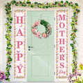 71 x 12 Inches Happy Mother's Day Door Banner Porch Sign for Doorway Yard, Floral Tulips Butterflies and Stripes Theme Decor, Outdoor Indoor Front Door Wall Large Hanging Welcome Sign Party Decoration by Jremreo