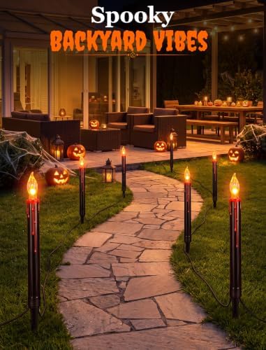 19.5Ft Halloween Candle Pathway Lights, 10-Light Black Blood Drip Stakes - Image 6