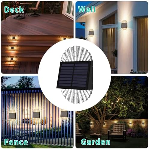 Deck Post ights, 4 Pack Fence Solar Lights, Solar Fence Lights Outdoor Waterproof Led for Garden, Yard, Outdoor, Patio Decor, Warm White - Image 3