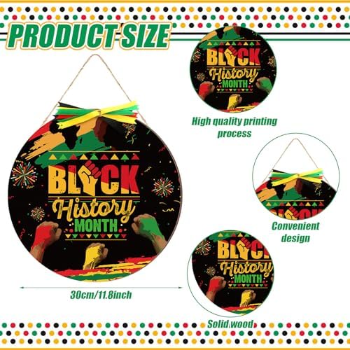 Boao 12 Inch Welcome Black Juneteenth Wooden Hanging Sign - Image 2