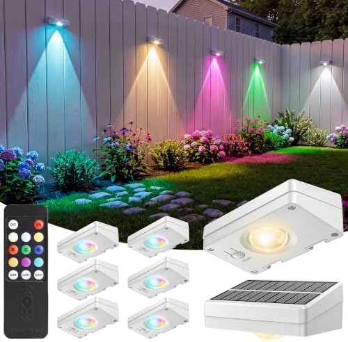JOFIOS Fence Lights Solar Powered with Remote, Vinyl Fence Lights IP65 by JOFIOS