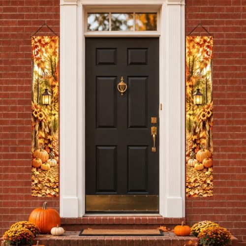 IVN Fall Lantern Porch Banner Pumpkin Harvest Decor 2 Pcs - Image 6