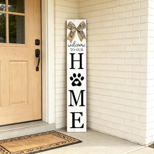 Foutcheou Welcome to Our Home Front Door Sign, 47"X8", White - Image 3