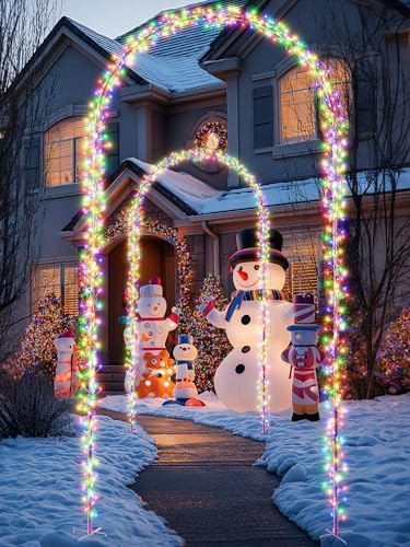 Flacchi Christmas Decoration Outdoor Arch Lights - 7.5FT 360LED Waterproof String Lights with Timer, 8 Modes for Holiday Party,Wedding, Garden, Patio (Multicolor) - Image 5