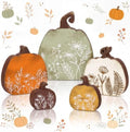 Gerrii 5 Pcs Fall Pumpkin Decor, Rustic Wooden Table Centerpieces, Floral by Gerrii
