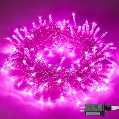 JMEXSUSS Connectable 8 Modes 33ft 100 LED Pink Christmas Lights by JMEXSUSS