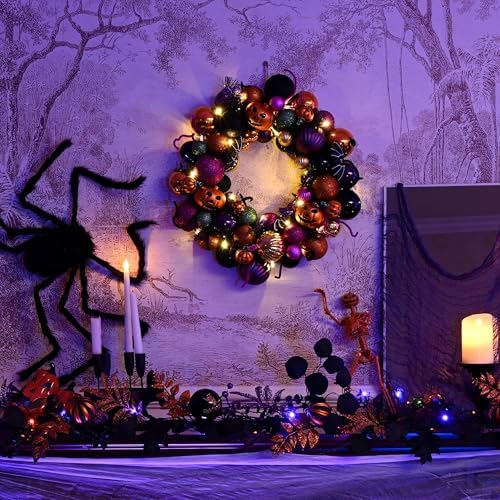 Valery Madelyn Halloween Decorations 12" Pumpkin Wreath for Front Door - Image 2