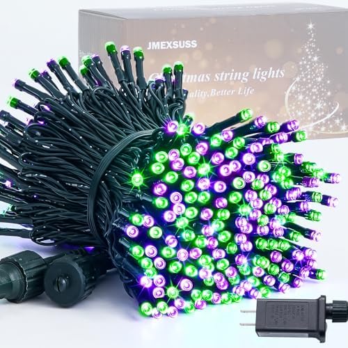 JMEXSUSS 250 LED Halloween Lights Plug in, Purple and Green String Light by JMEXSUSS