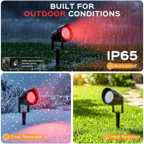 T-SUN Spot Lights Outdoor, Red Landscape Spotlights for Patio Party 2 Pack - Image 6