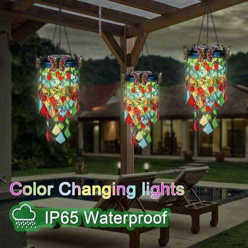 Hanging Solar Lantern Outdoor Chandelier,Butterfly Wind Chimes for Outside - Image 6