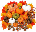 120-Piece Fall Harvest Decor Set with Artificial Mini Pumpkins and Gourds by Paviro