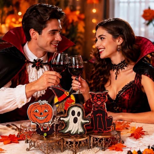 Gerrii 5 Pcs Vintage Halloween Wooden Tabletop Decoration, Retro Characters - Image 5